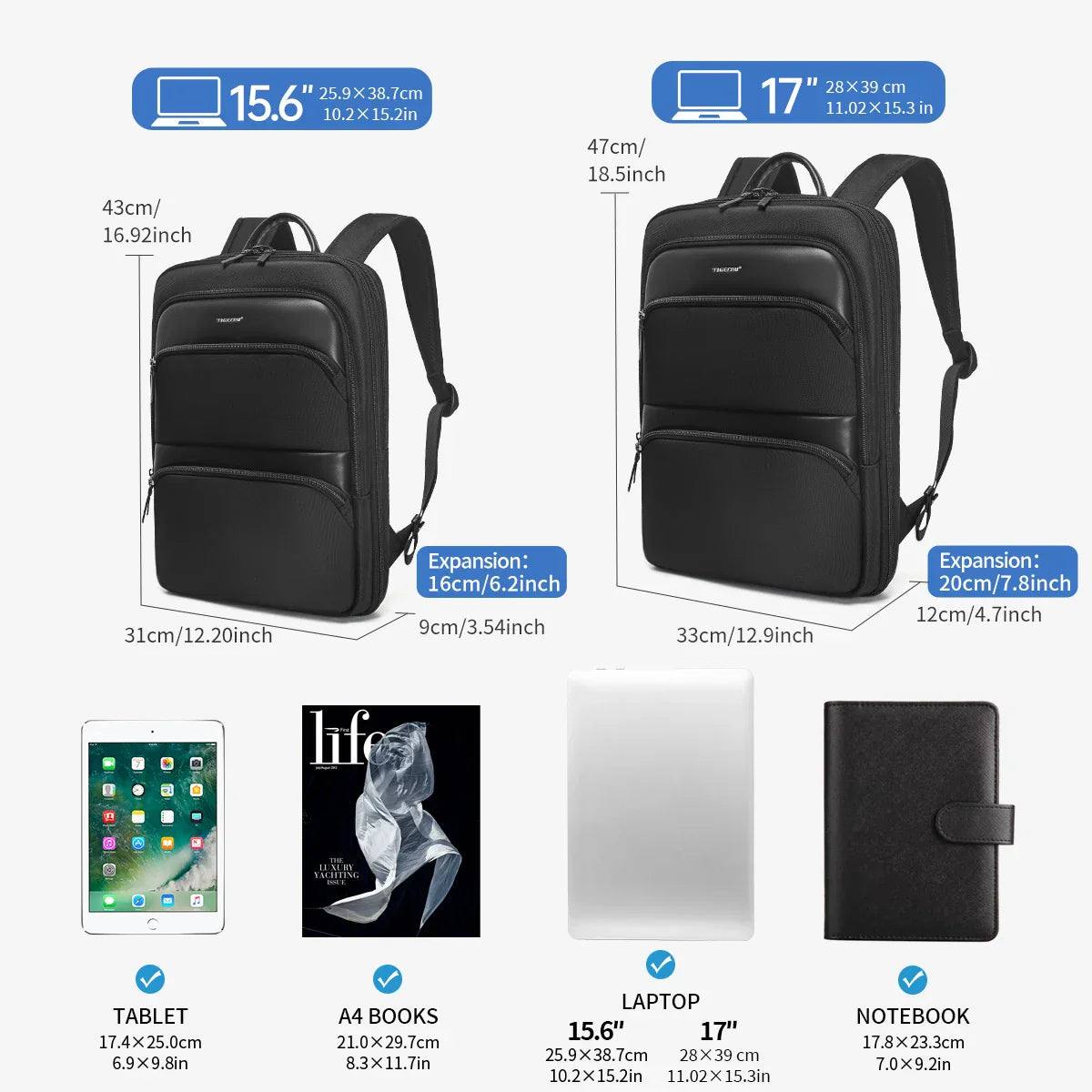 Lifetime Warranty Expandable Backpack Men Korean Thin Bags