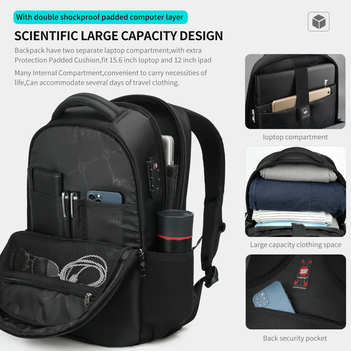 Lifetime Warranty Men Backpack 14 15.6 17inch Laptop