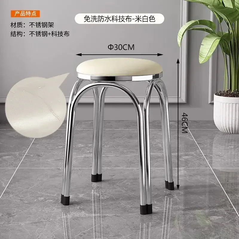 Light Luxury Stainless Steel Thickened Stools Stackable