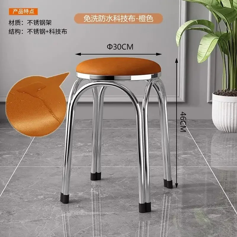 Light Luxury Stainless Steel Thickened Stools Stackable