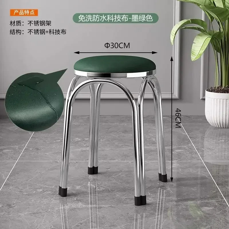 Light Luxury Stainless Steel Thickened Stools Stackable