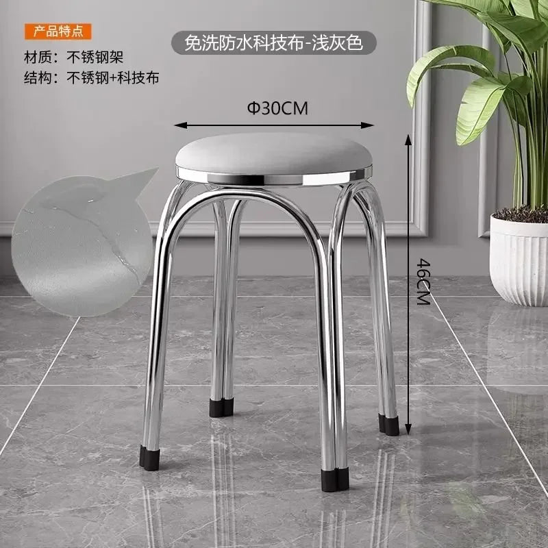 Light Luxury Stainless Steel Thickened Stools Stackable
