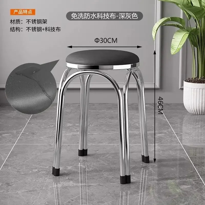 Light Luxury Stainless Steel Thickened Stools Stackable