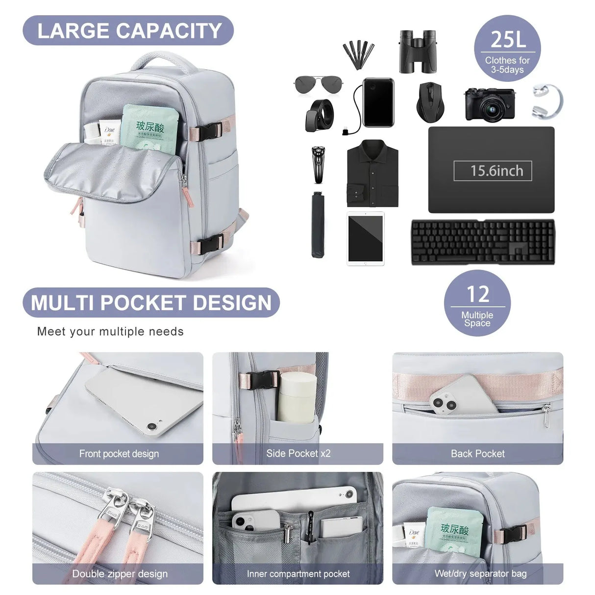 Likros Cabin Bag Ryanair 40x20x25 Easyjet 45x36x20 Backpack