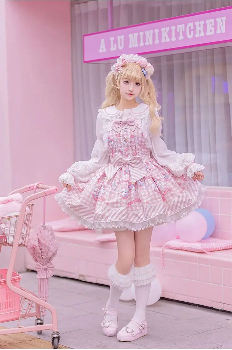Lolita Sweet Cartoon Print Princess Dress Women Cute
