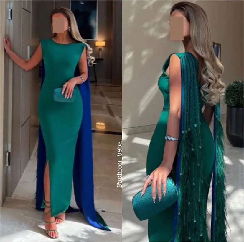 Luxury Mermaid Evening Dresses ONeck Prom Dresses Feathers