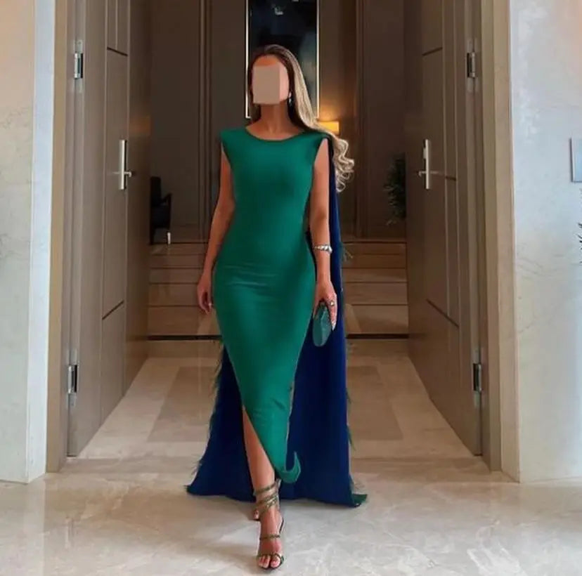 Luxury Mermaid Evening Dresses ONeck Prom Dresses Feathers