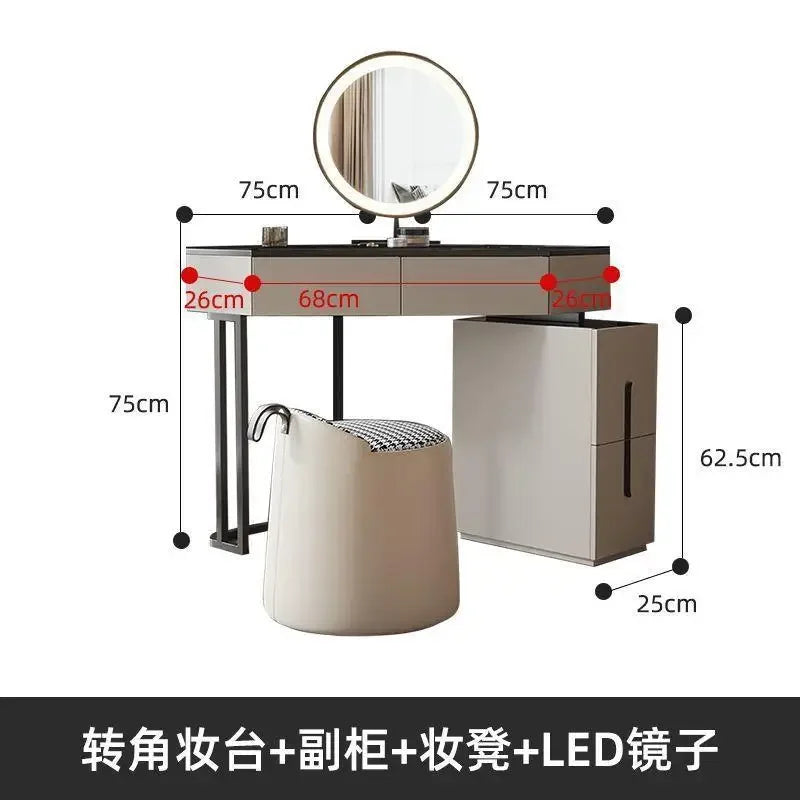 Luxury Modern Triangle Corner Vanity with LED Mirror