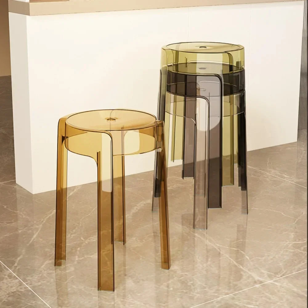 Luxury Plastic Transparent Stool, Household Thickened Folding Round
