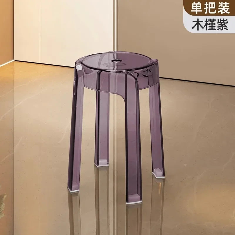 Luxury Plastic Transparent Stool, Household Thickened Folding Round