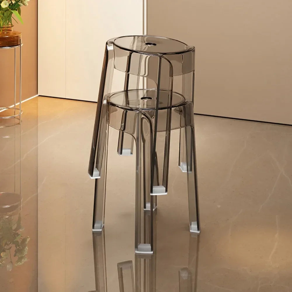 Luxury Plastic Transparent Stool, Household Thickened Folding Round