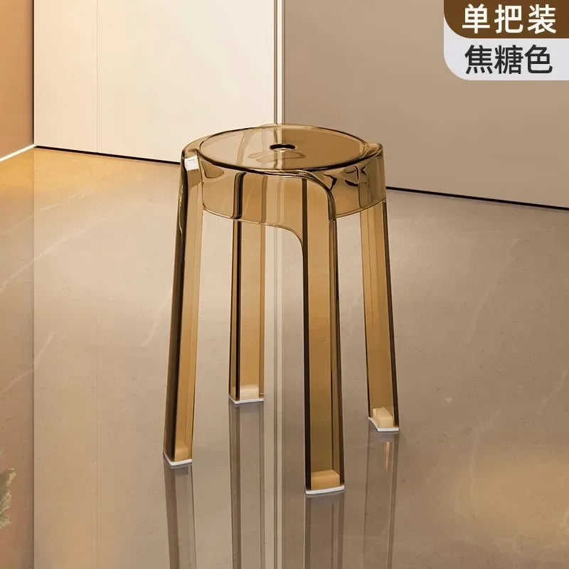 Luxury Plastic Transparent Stool, Household Thickened Folding Round