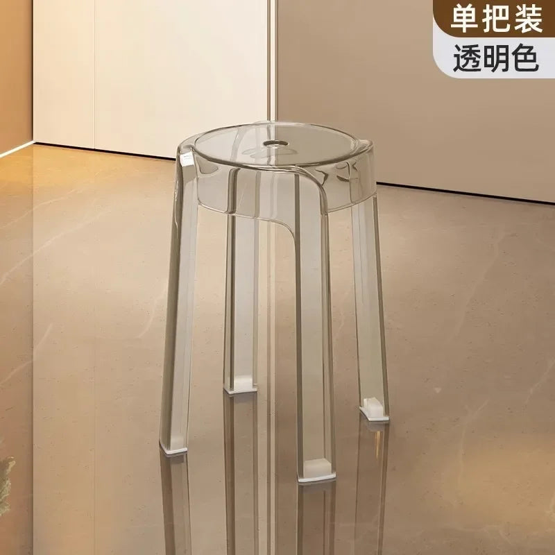 Luxury Plastic Transparent Stool, Household Thickened Folding Round