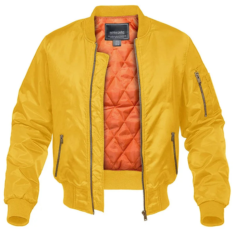 MAGCOMSEN Men's Aviator Jackets Thick Warm Orange Lining