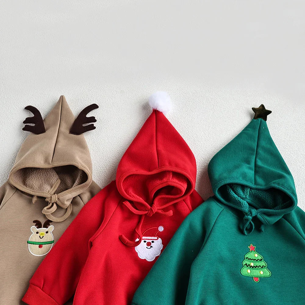 MILANCEL Baby Bodysuit Christmas One Piece Embroidery Santa