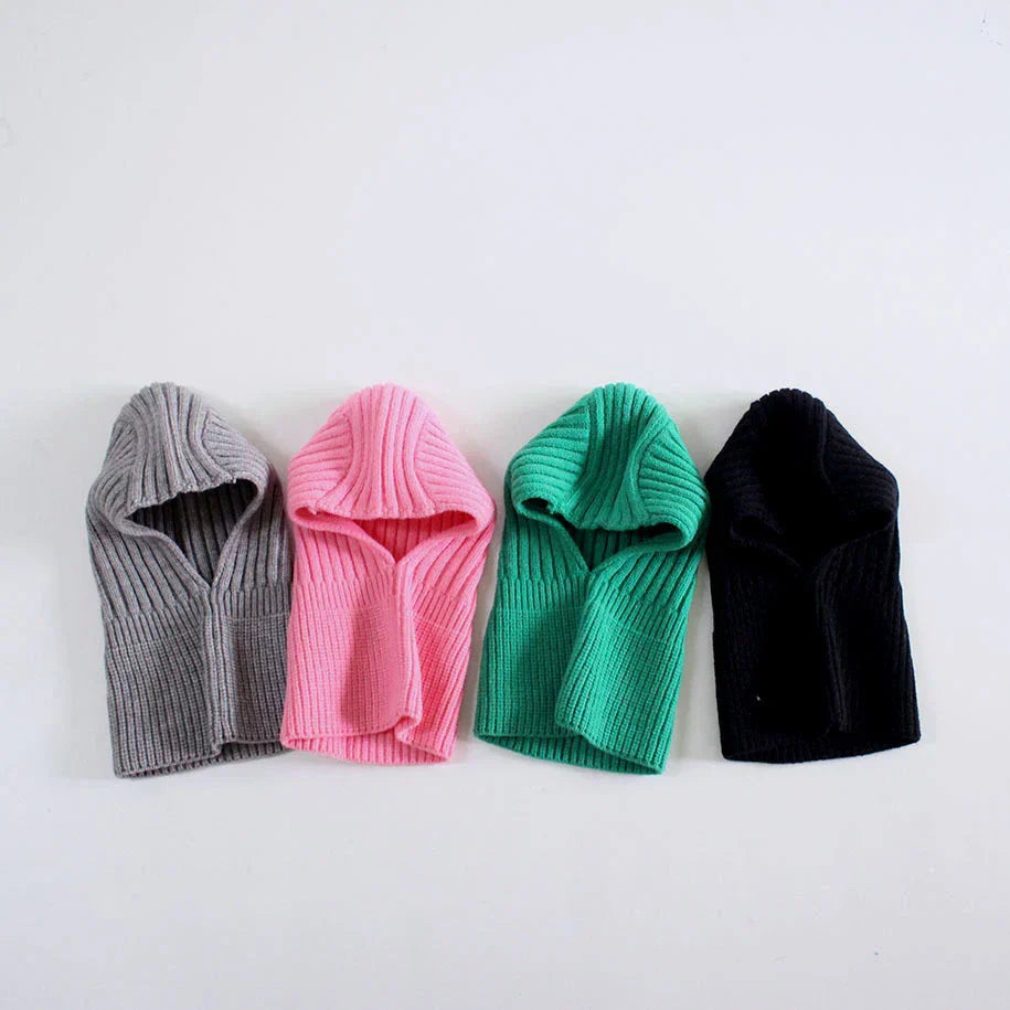 MILANCEL Baby Knitted Hooded Scarf Warm Solid Color