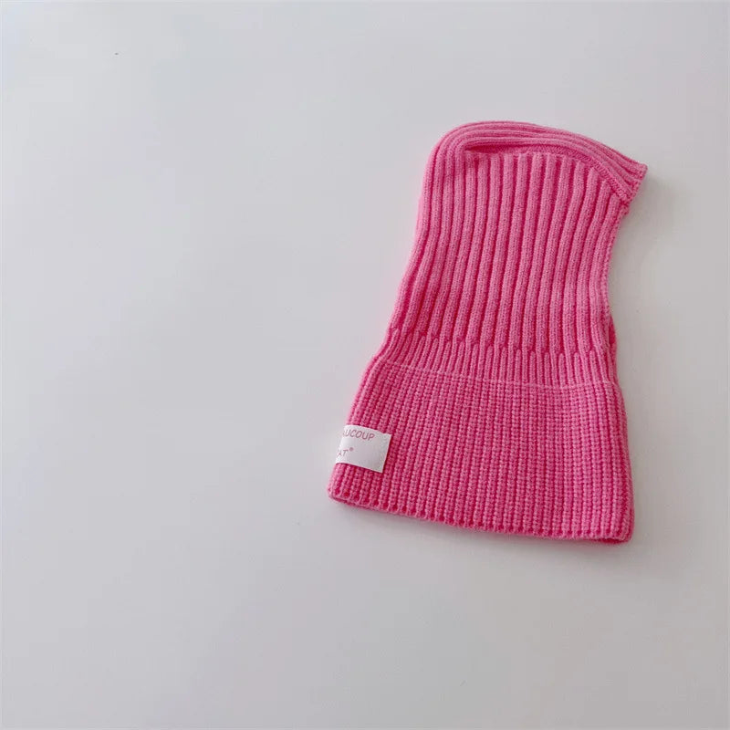 MILANCEL Baby Knitted Hooded Scarf Warm Solid Color