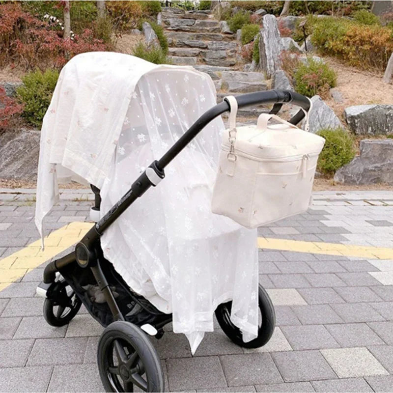 MILANCEL Mommy Insulation Bag Embroidered Bear Baby Stroller
