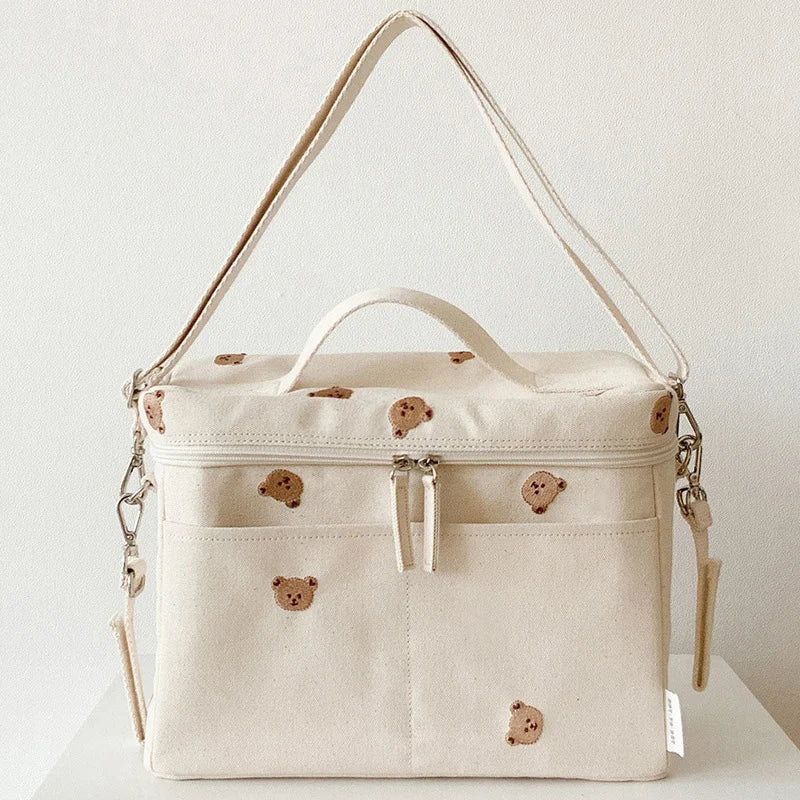 MILANCEL Mommy Insulation Bag Embroidered Bear Baby Stroller