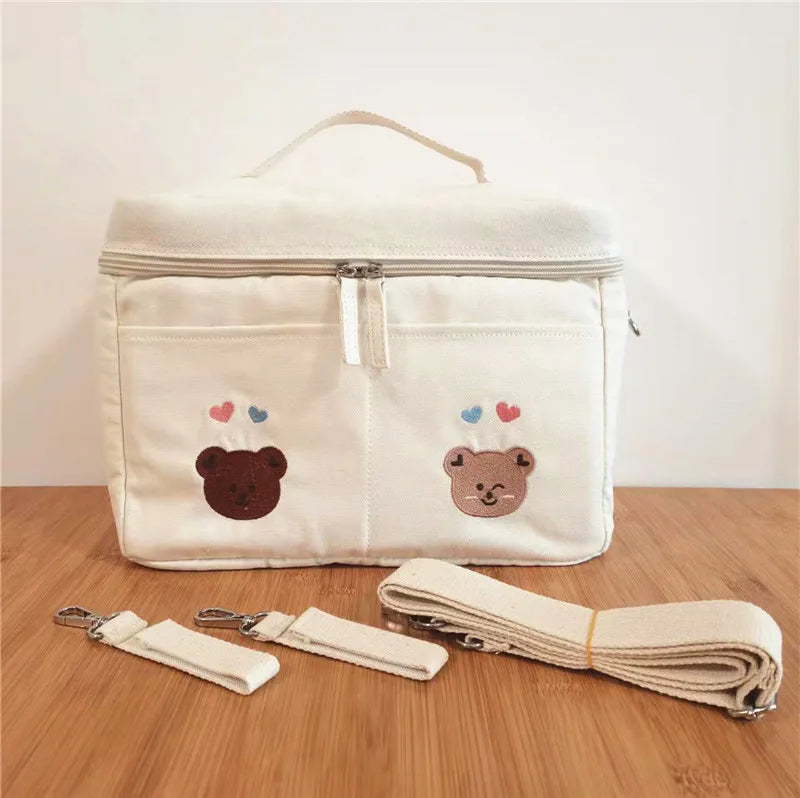 MILANCEL Mommy Insulation Bag Embroidered Bear Baby Stroller