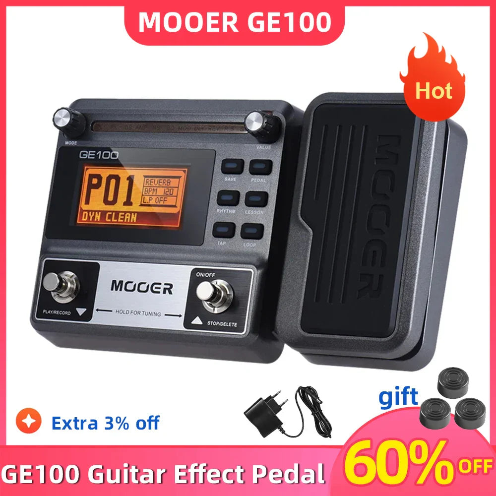 MOOER GE100 Guitar Multi-Effect Processor Pedal Loop Recording