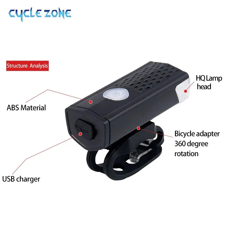 MTB Bike Front Lights USB LED Rechargeable Waterproof