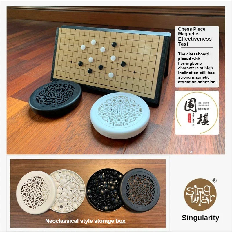 Magnetic Go Game Foldable Weiqi Acrylic Black White