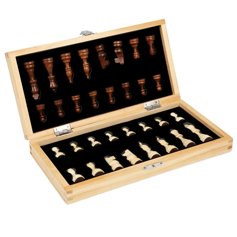 Magnetic Wooden Folding Chess Set Felted Game Board