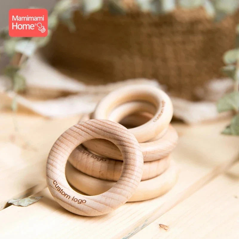 Mamihome 50pc Customize Logo Wooden Ring Baby Teether