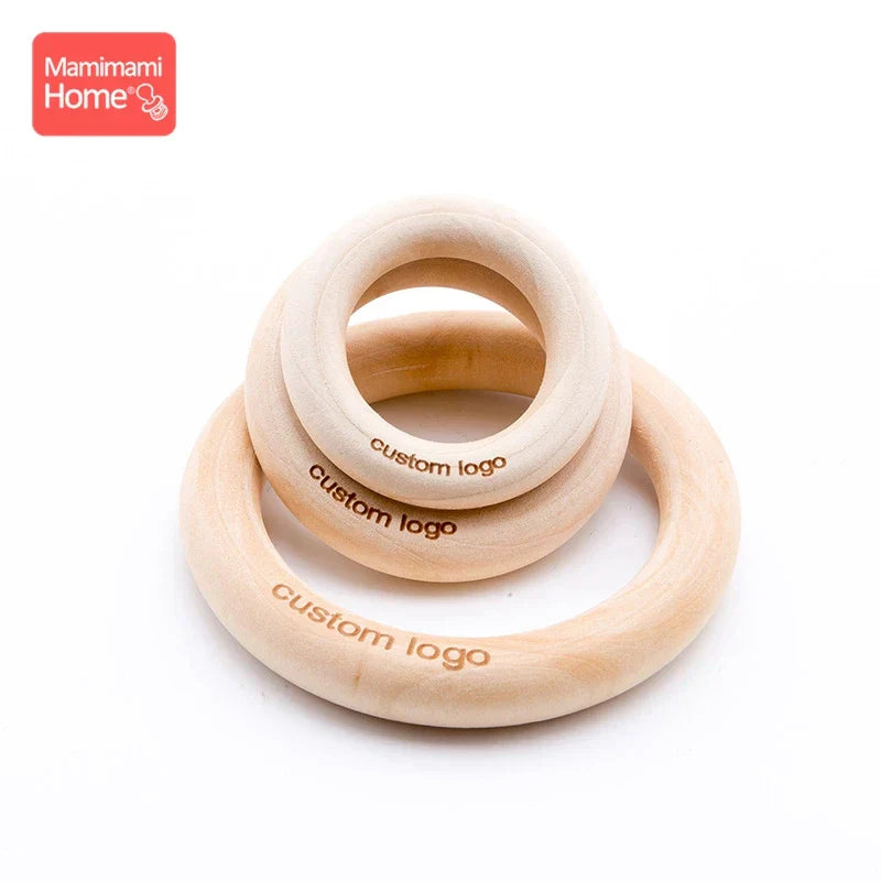 Mamihome 50pc Customize Logo Wooden Ring Baby Teether