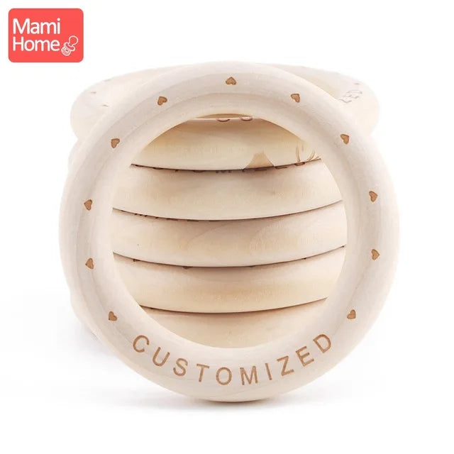 Mamihome 50pc Customize Logo Wooden Ring Baby Teether