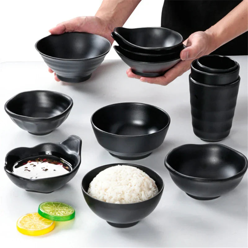 Melamine Black Small Bowl Fruit Fast Food Tableware