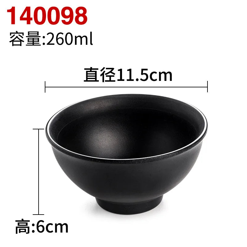Melamine Black Small Bowl Fruit Fast Food Tableware