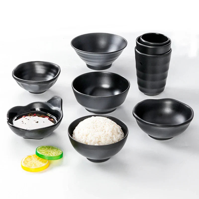 Melamine Black Small Bowl Fruit Fast Food Tableware
