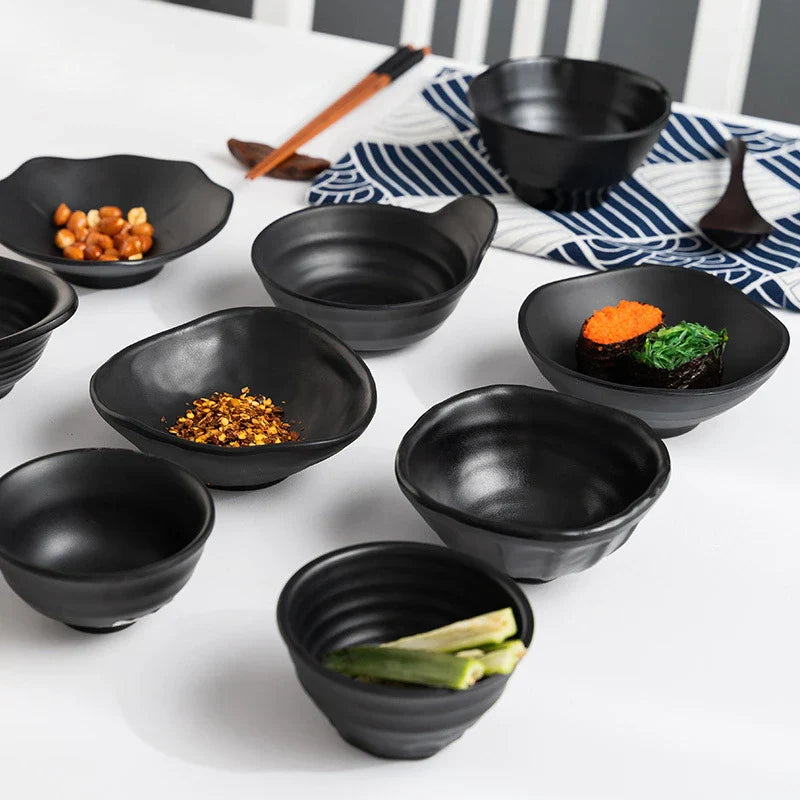 Melamine Black Small Bowl Fruit Fast Food Tableware