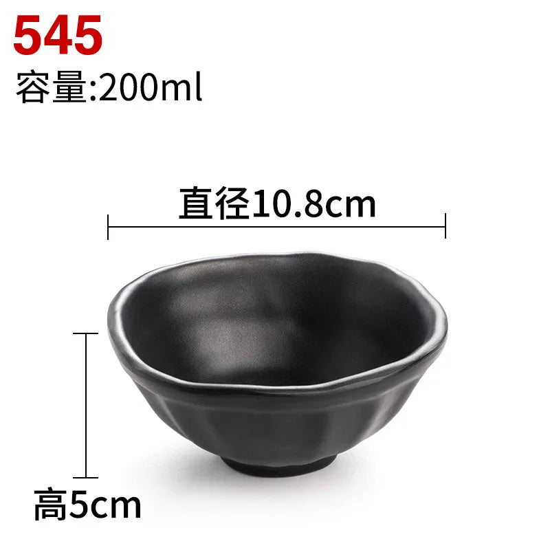 Melamine Black Small Bowl Fruit Fast Food Tableware