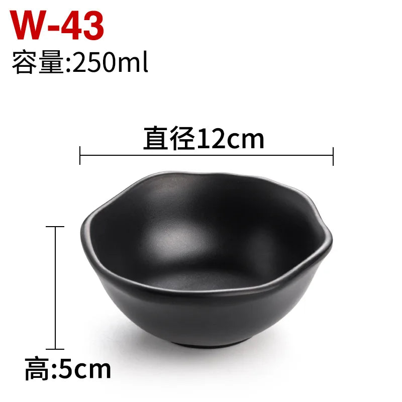 Melamine Black Small Bowl Fruit Fast Food Tableware