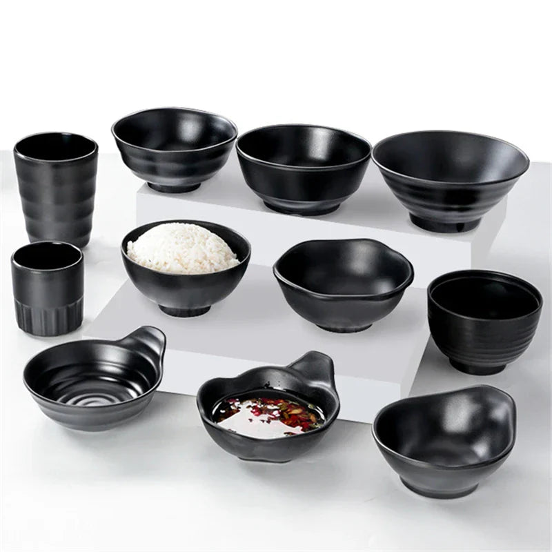 Melamine Black Small Bowl Fruit Fast Food Tableware