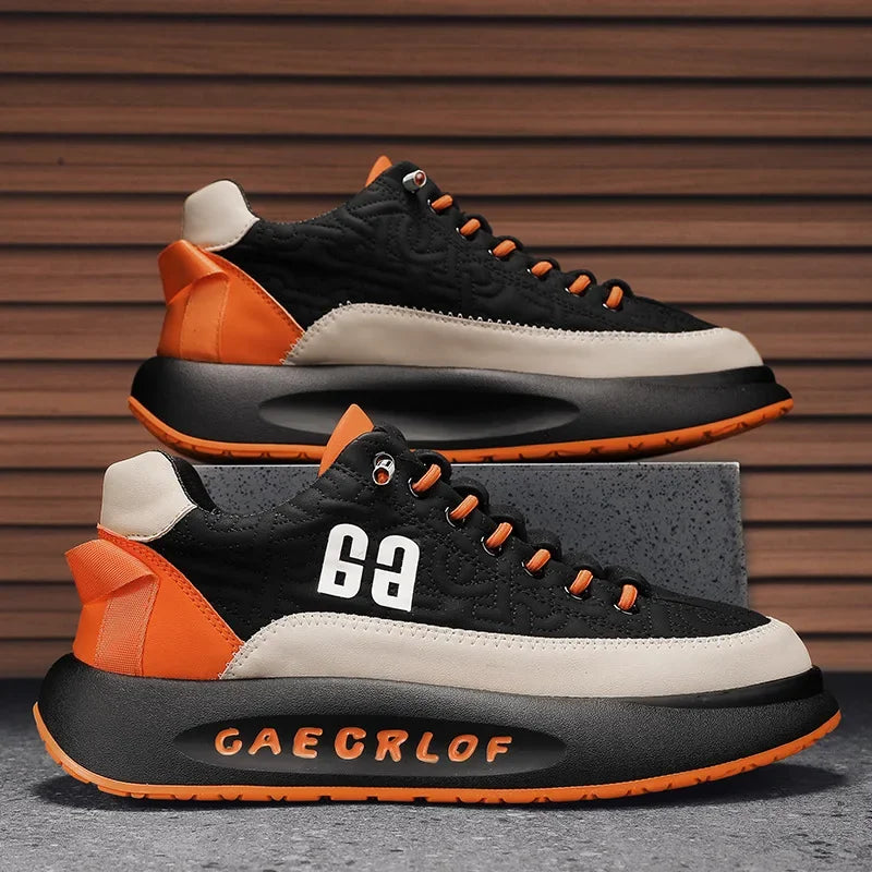 Men Chunky Casual Sneakers Youth Student Board Vulcanized Shoes Tennis Sport PU Slip-On Mix Color Skateboarding Walking Trainers