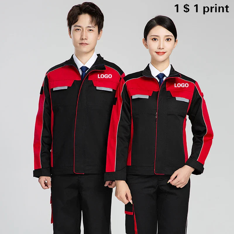 MenS Work Suit Printed Logo Reflective Strip Long
