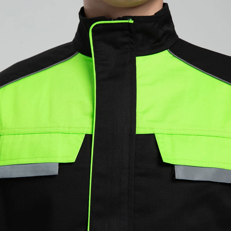 MenS Work Suit Printed Logo Reflective Strip Long