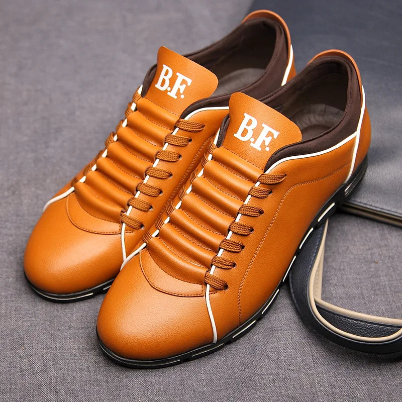 Men Shoes Casual Sneakers Spring Autumn New Fashion Solid Leather Shoes Formal Business Sport Flat Round Toe Light Breathable