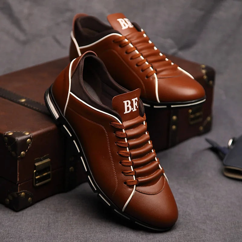 Men Shoes Casual Sneakers Spring Autumn New Fashion Solid Leather Shoes Formal Business Sport Flat Round Toe Light Breathable
