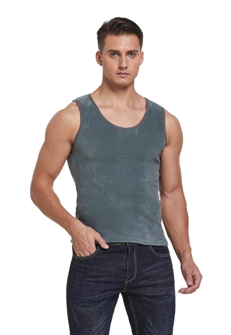 Men Winter Thermal Underwear Tops Body Sleeveless Vest