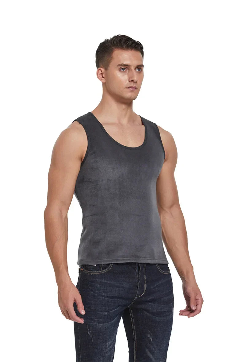 Men Winter Thermal Underwear Tops Body Sleeveless Vest