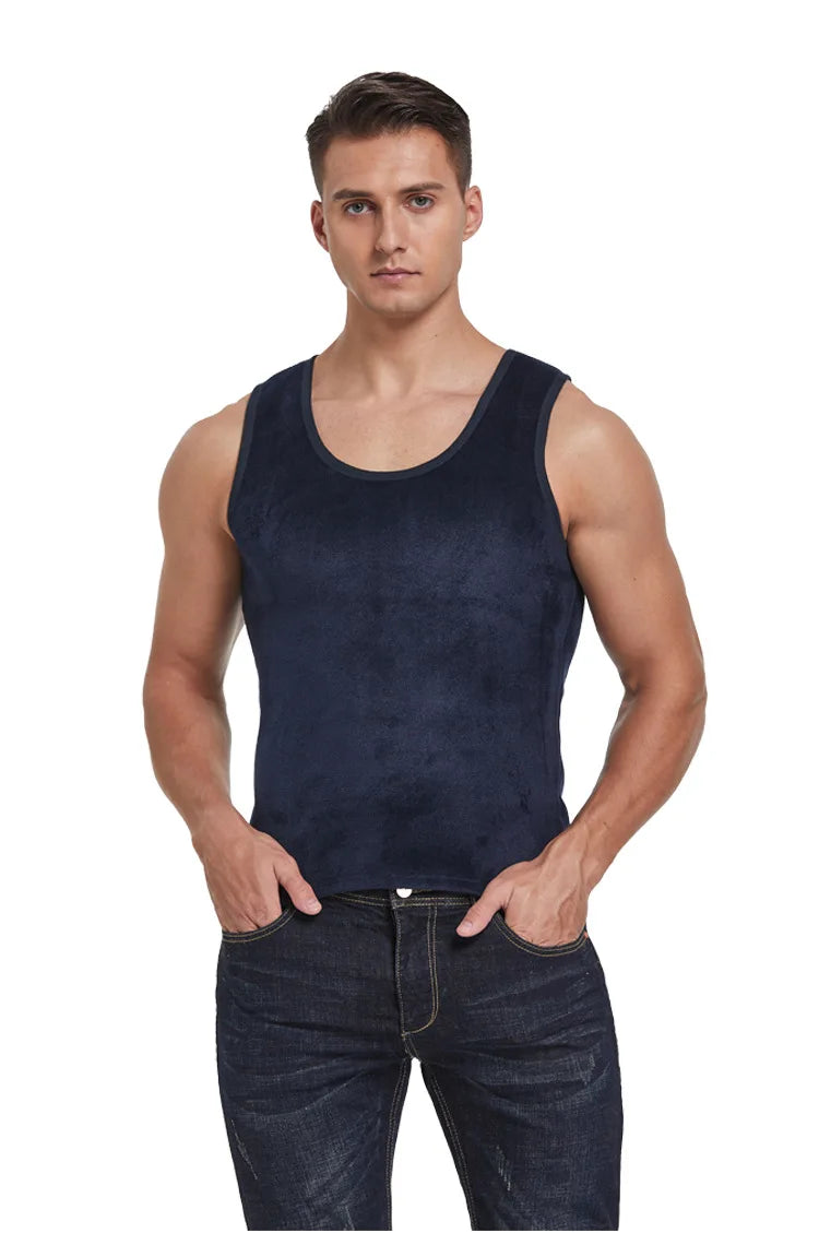 Men Winter Thermal Underwear Tops Body Sleeveless Vest