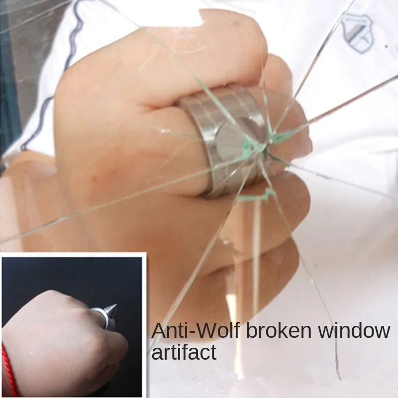Men/Women Outdoor Survival Self-Defense Rings Broken Window Cat's