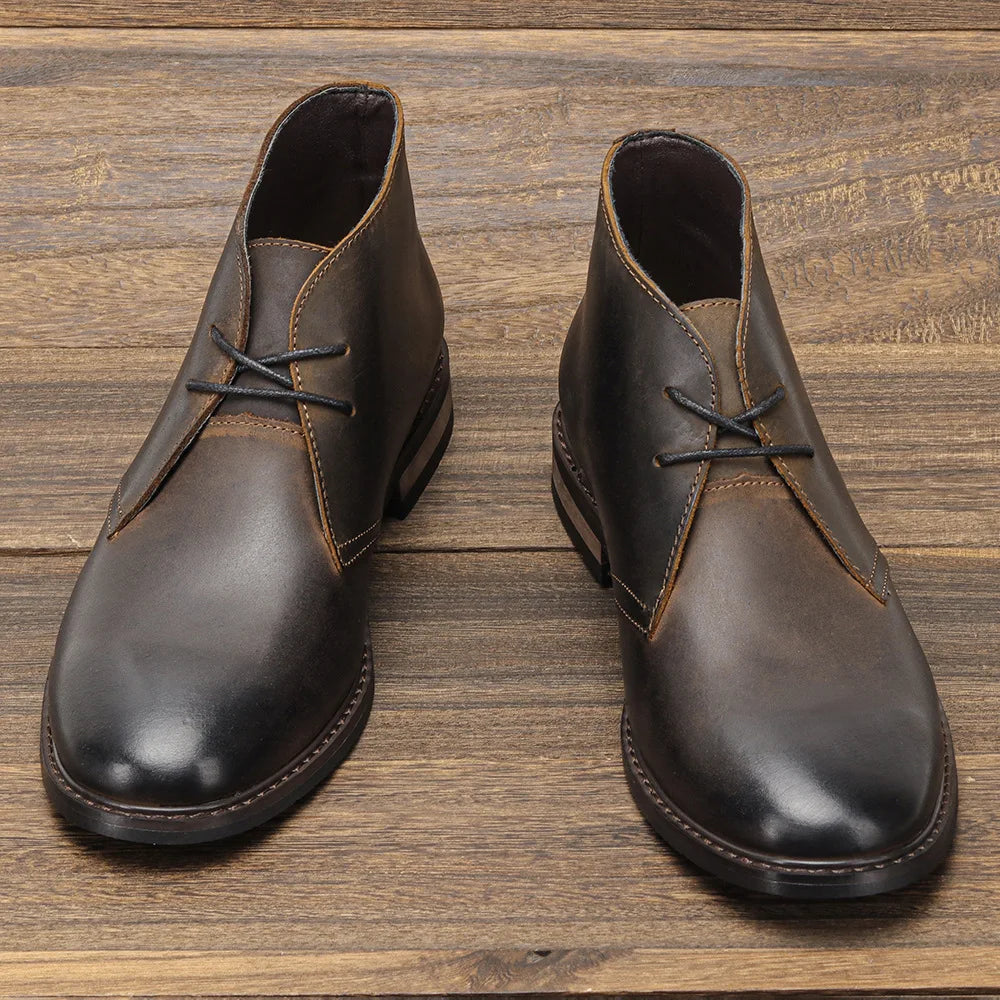 Men's Casual Shoes Tooling Genuine leather Boots Retro Polished Color Desert Boots Men Lace-Up Oxfords, Large Size Shoes 39-50