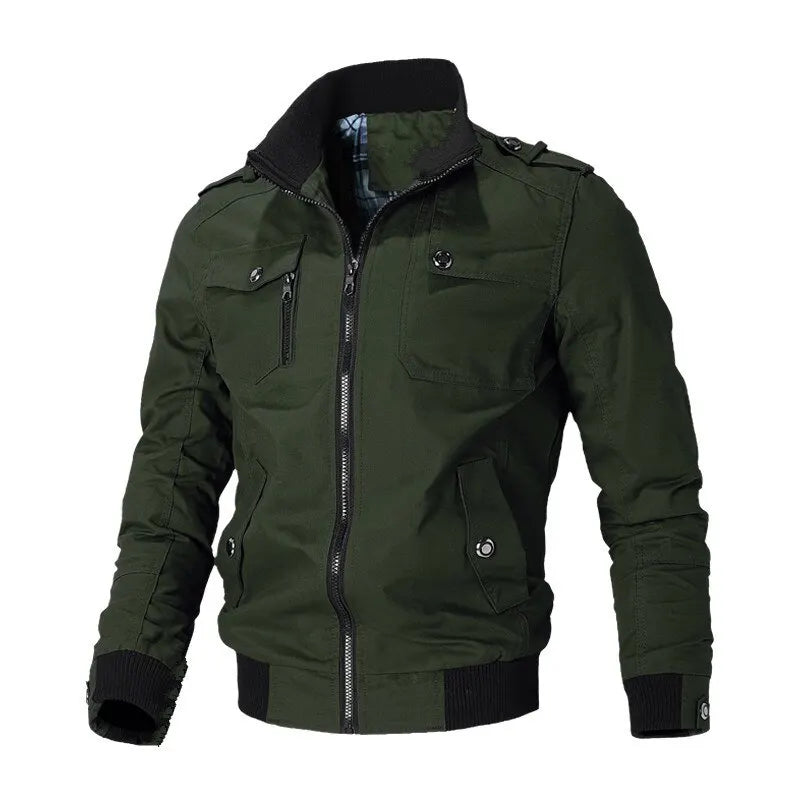 Men's Jacket Casual Windproof Aviator Fit Zipper Fashion