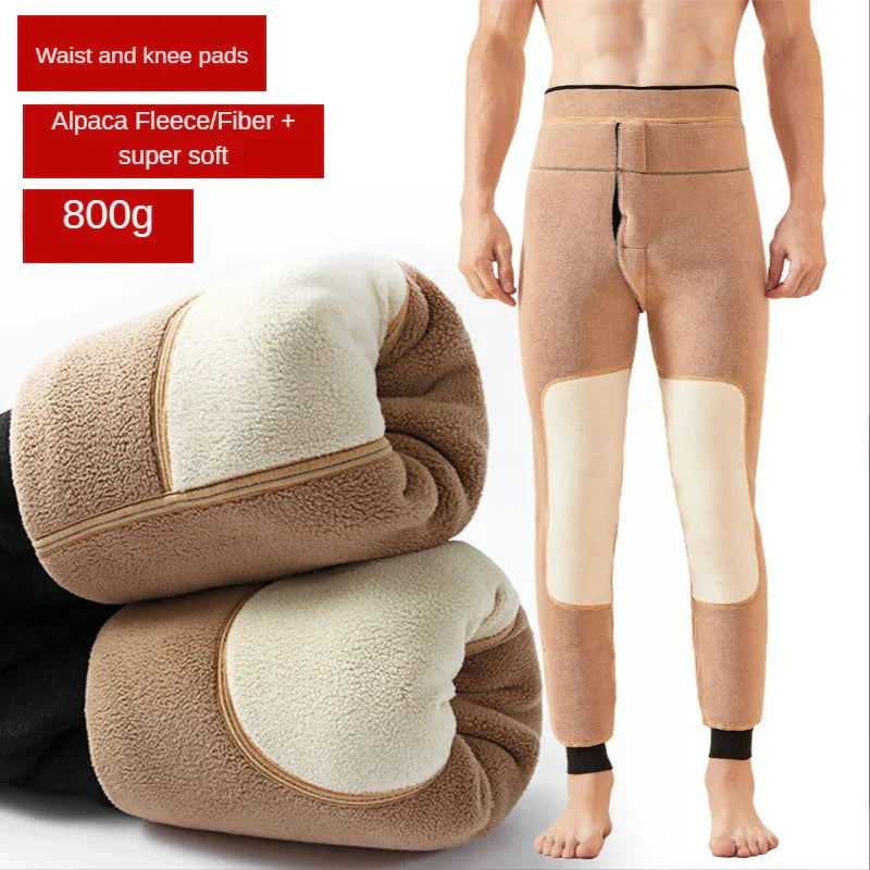 Men's Thermal Pants Stretch Leggings Alpaca Wool Winter